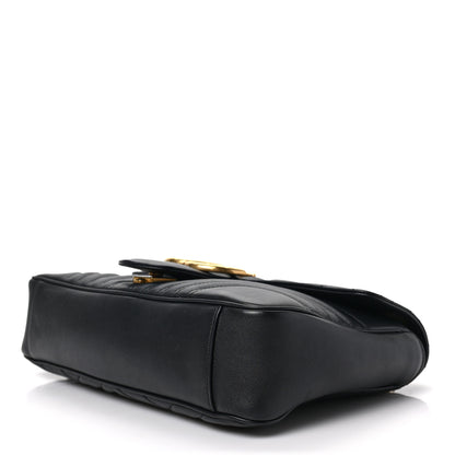 Gucci Calfskin Matelasse Medium GG Marmont Shoulder Bag Black 9 of 9