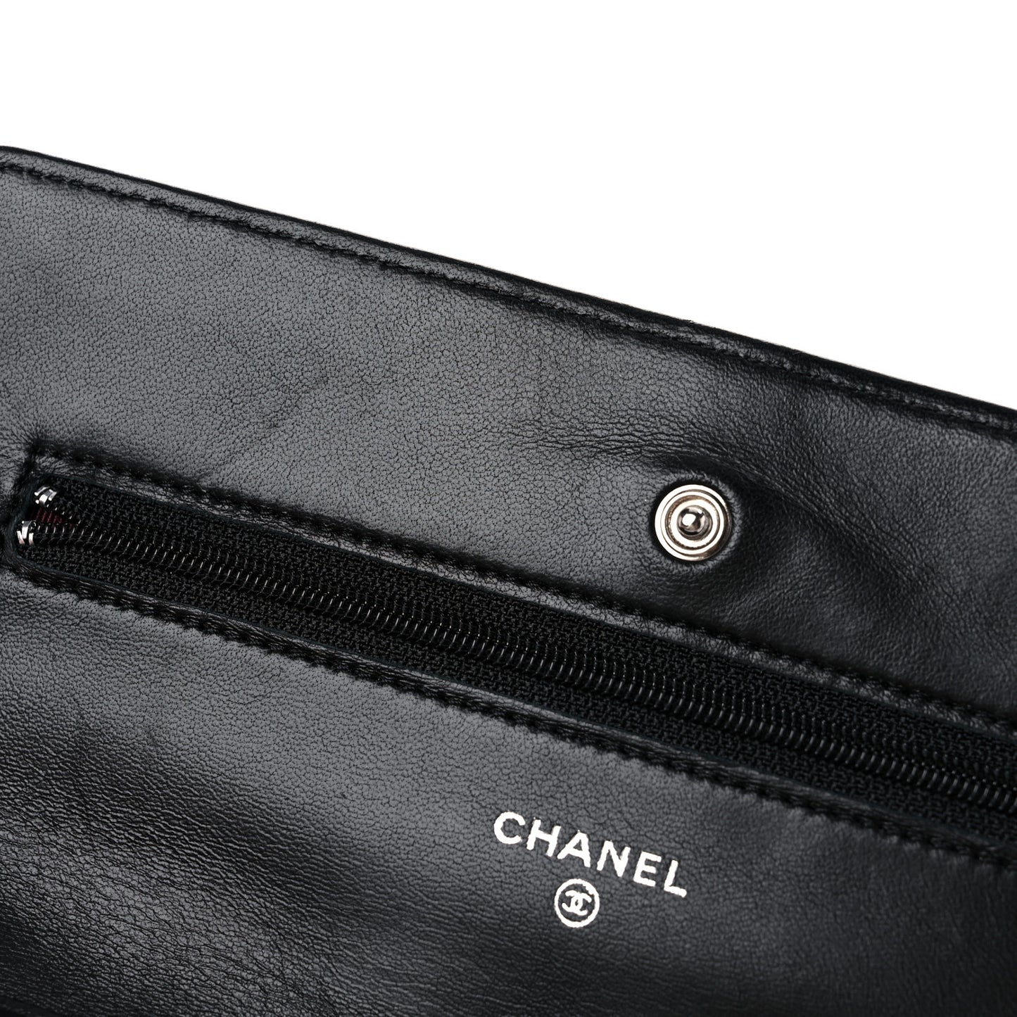Lambskin Quilted Wallet On Chain WOC Black