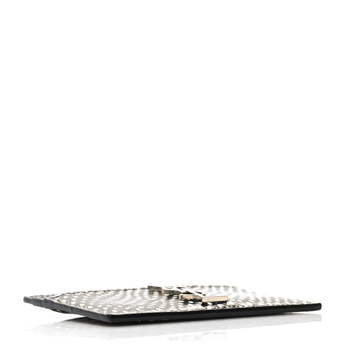Calfskin Lambskin Snakeskin Embossed Monogram Credit Card Case Black White
