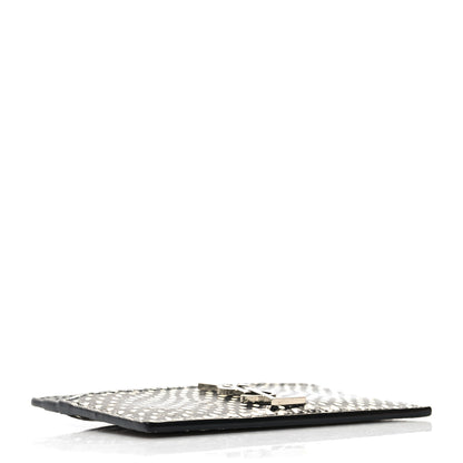 Saint Laurent Calfskin Lambskin Snakeskin Embossed Monogram Credit Card Case Black White 4 of 9