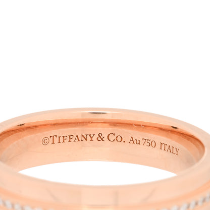 Tiffany 18K Rose Gold Diamond Narrow T Two Ring 52 6 4 of 5