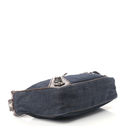 Balenciaga Denim Pigskin Classic Silver Hardware Shoulder Bag Chocolate 3 of 4