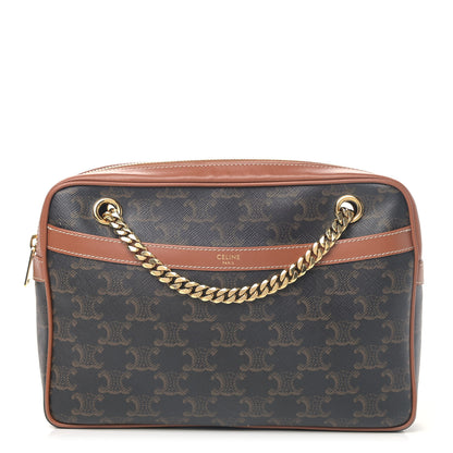 Celine Triomphe Canvas Calfskin Medium Patapans Tan 1 of 4