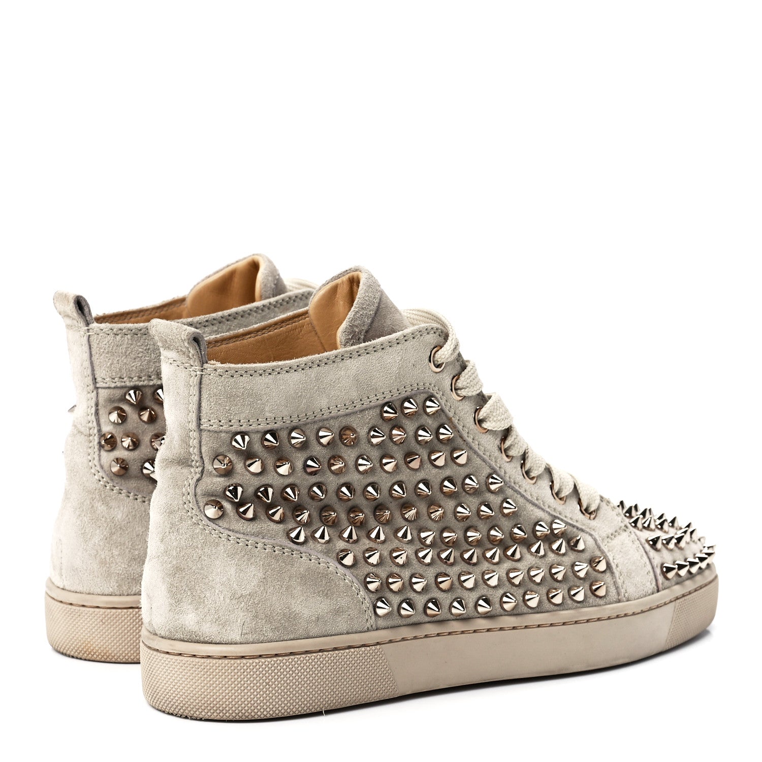 Christian Louboutin eau Velours Womens Louis Spikes Flat Sneakers 37 Colombe 4 of 10