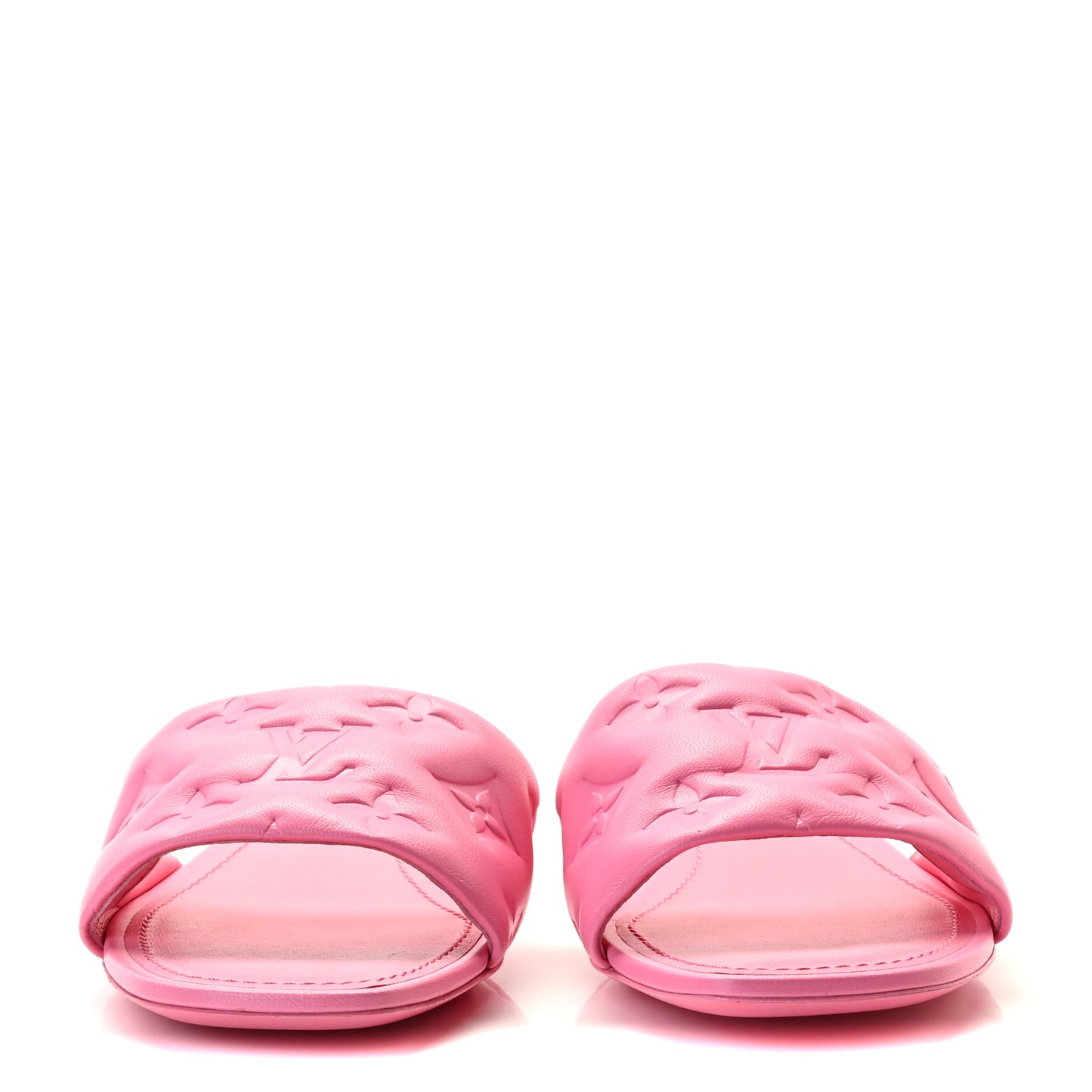 Lambskin Embossed Monogram Revival Flat Mules 36 Rose Pop