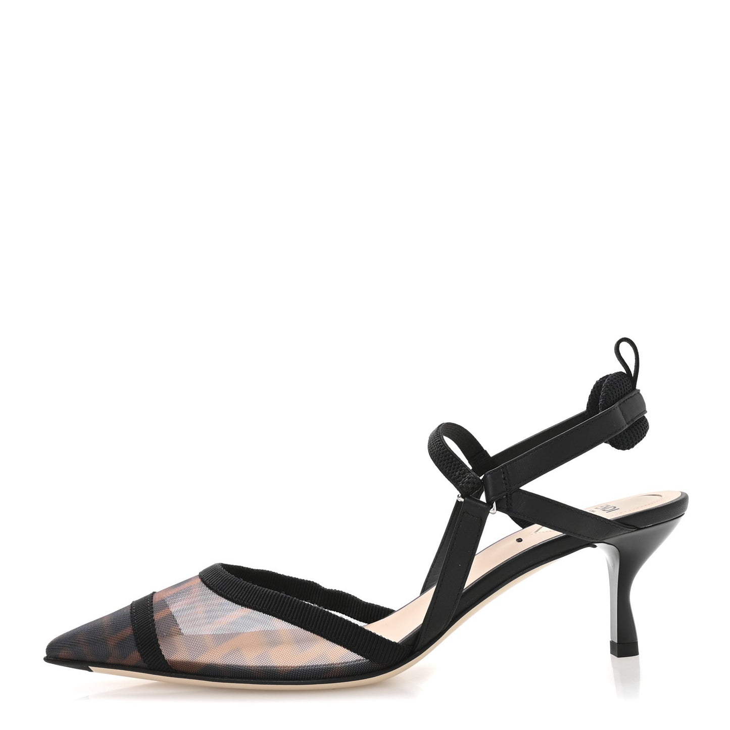 Technical Mesh FF Colibri 55mm Slingback Pumps 39.5 Tobacco Black