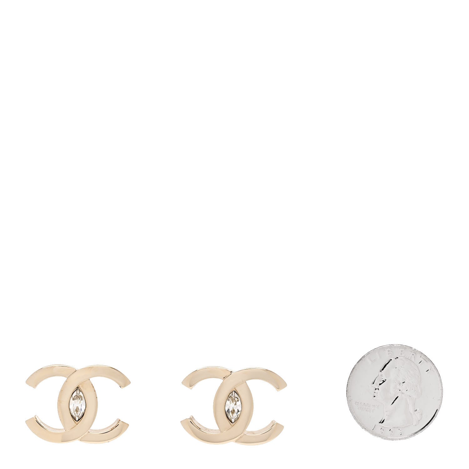 Chanel Crystal CC Large Stud Earrings Gold 2 of 5