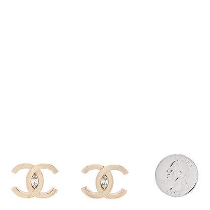 Chanel Crystal CC Large Stud Earrings Gold 2 of 5