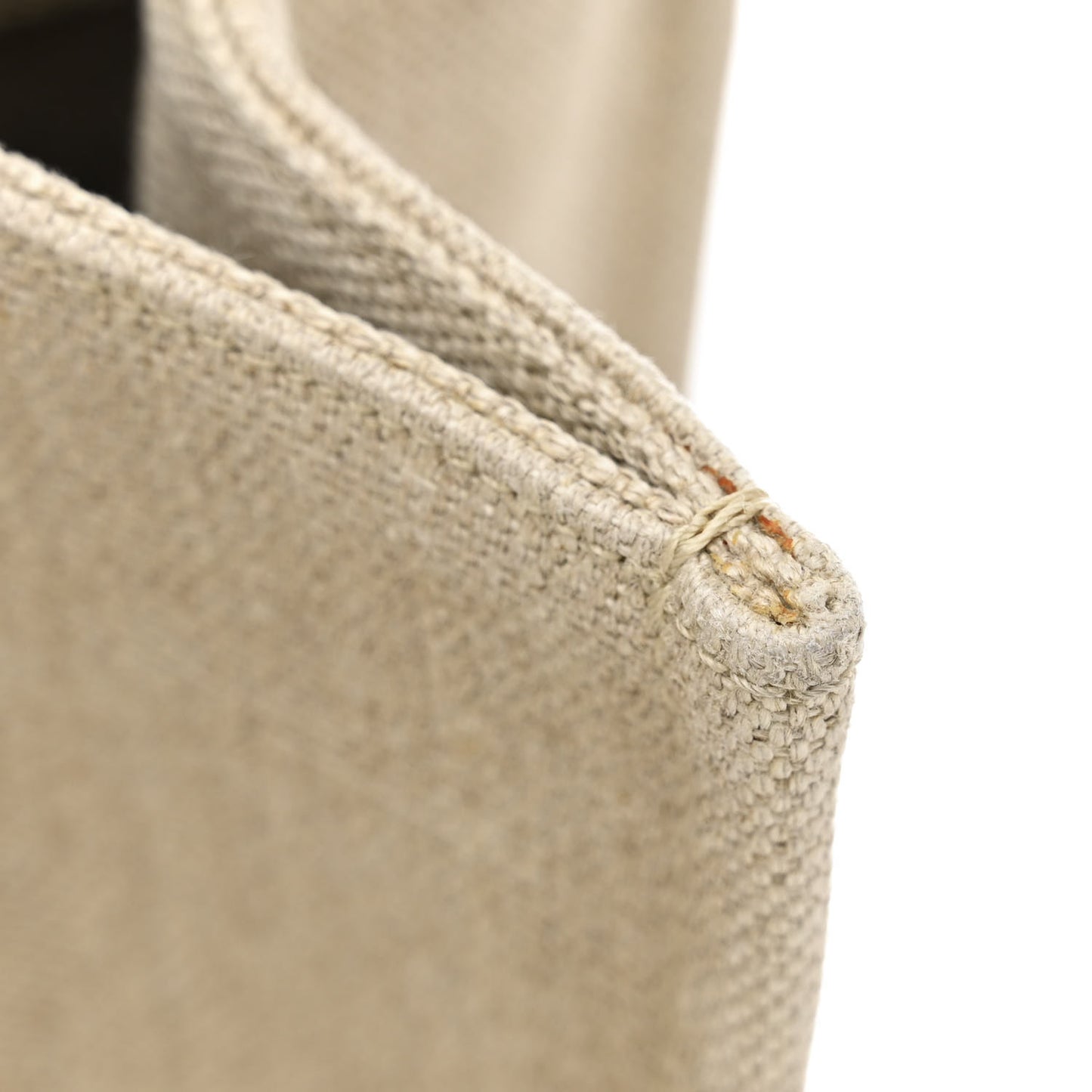 Linen Calfskin Large Woody Ribbon Tote White Brown