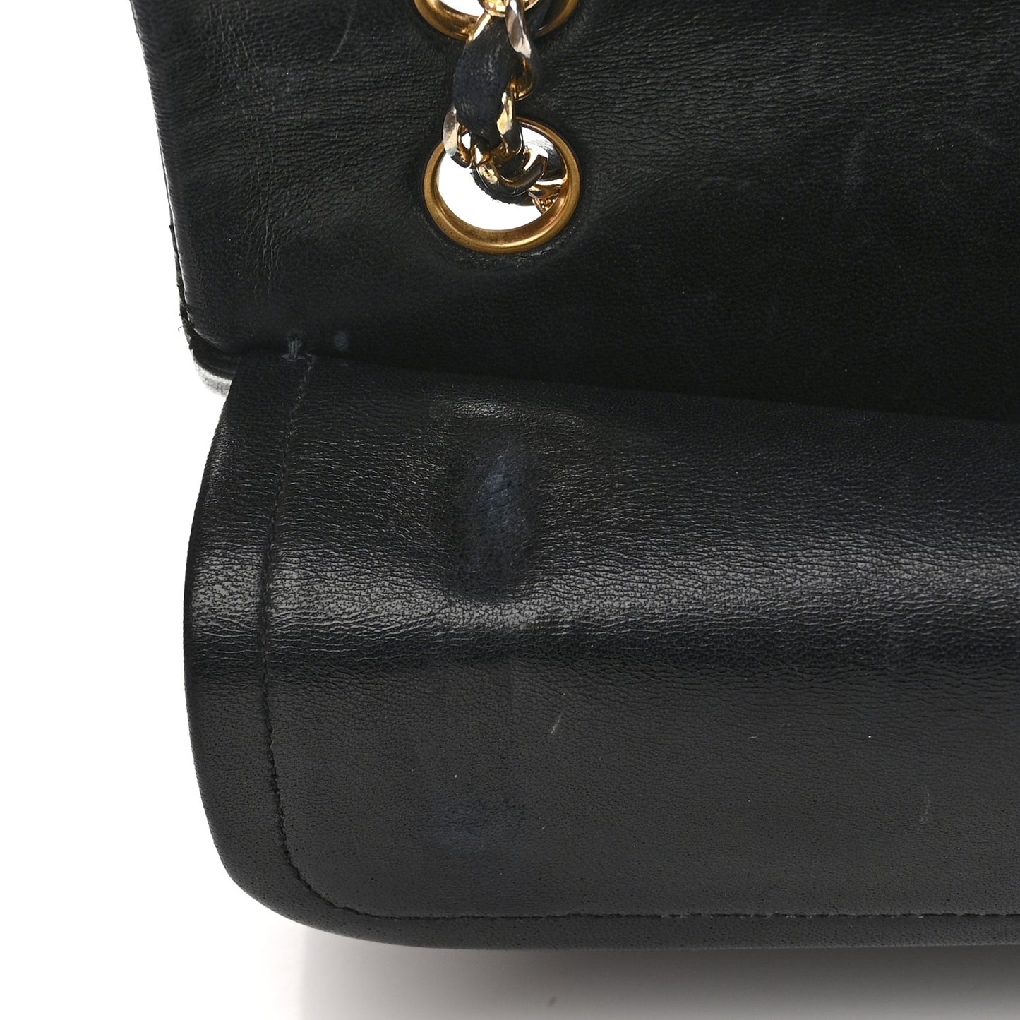 Lambskin Quilted Medium Double Flap Navy