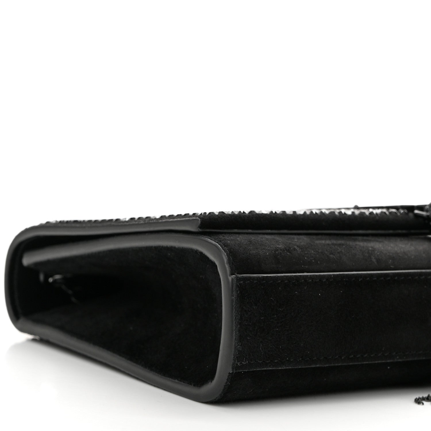 Saint Laurent Calfskin Crystal Studded Small Classic Monogram Kate Tassel Satchel Black 10 of 10