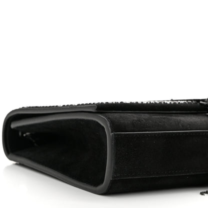 Saint Laurent Calfskin Crystal Studded Small Classic Monogram Kate Tassel Satchel Black 10 of 10