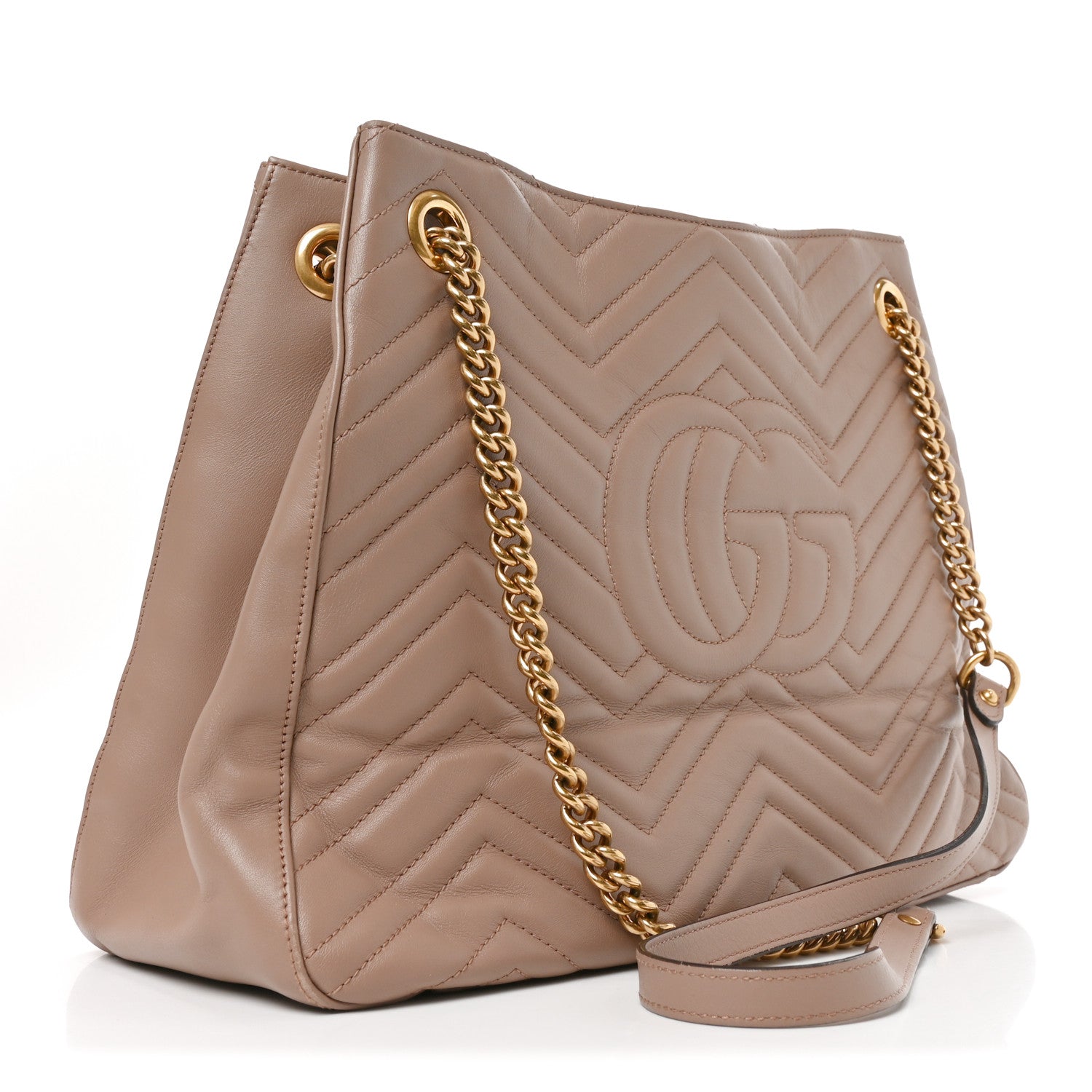 Gucci Calfskin Matelasse Medium GG Marmont Shoulder Tote Bag  Porcelain Rose 3 of 10