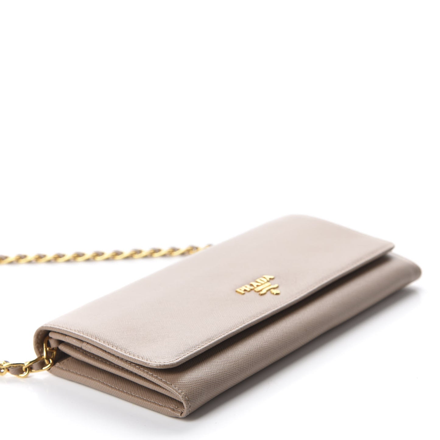 Saffiano Metal Oro Chain Wallet Cammeo