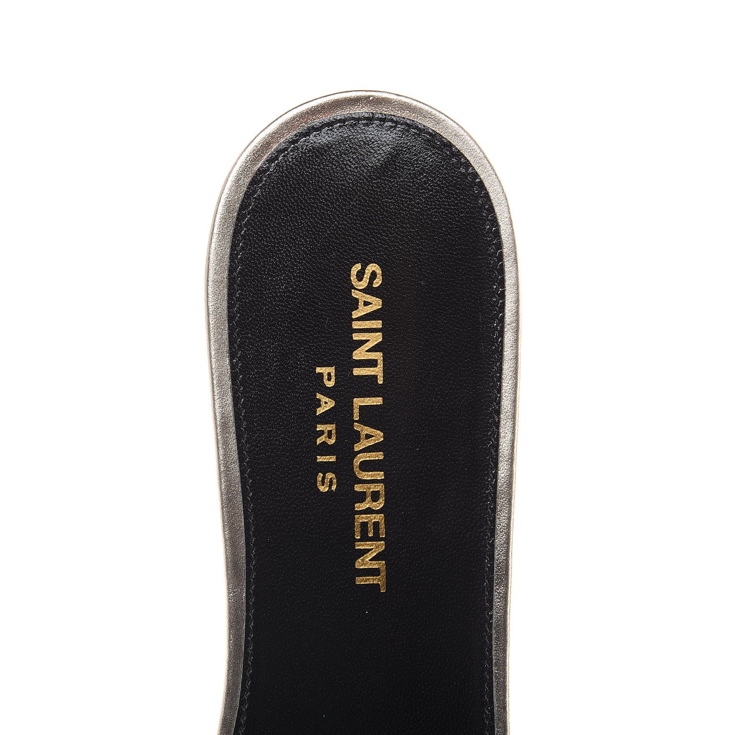 Saint Laurent Metallic Calfskin Nu Pied 05 Slide Sandals 38.5 Platino 6 of 8
