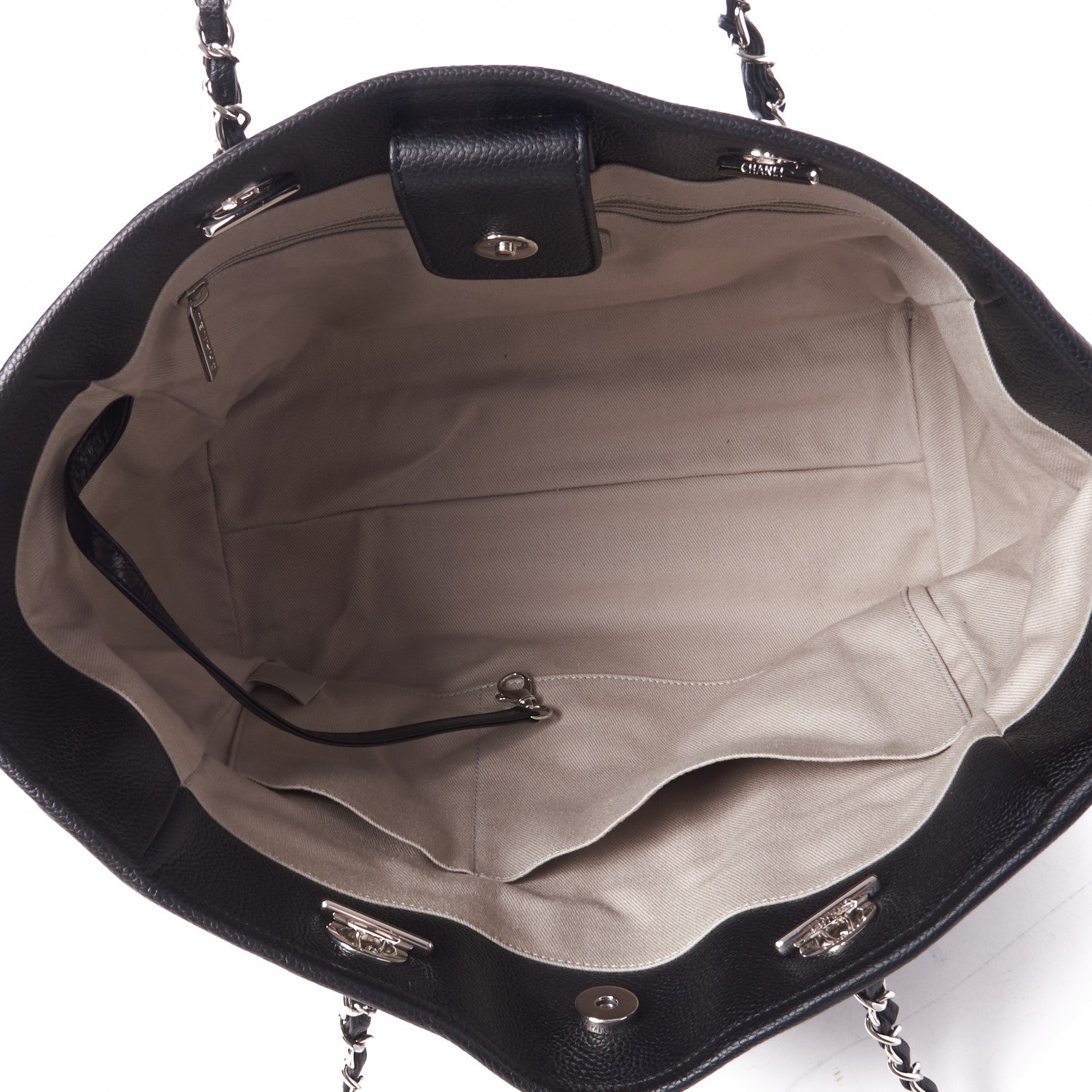 Chanel Glazed Calfskin Small Deauville Tote Black 7 of 9