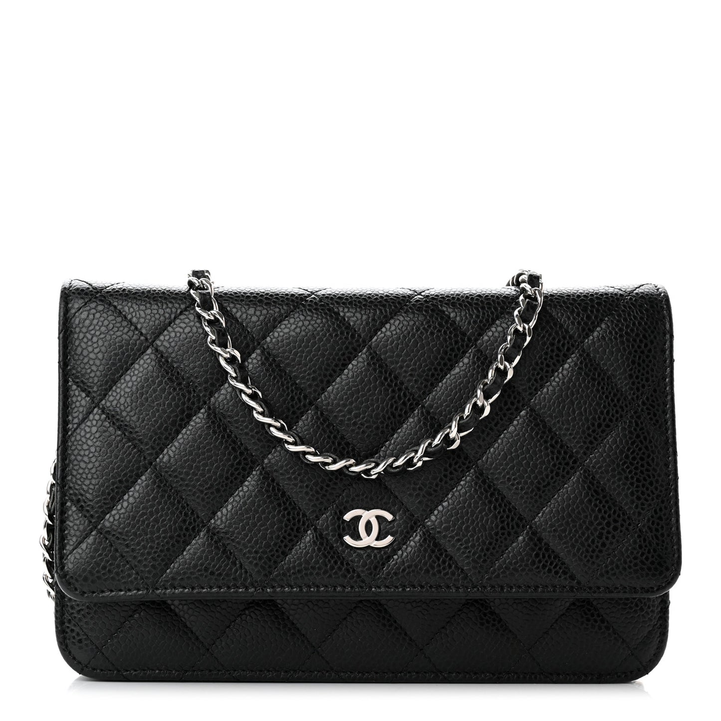 Caviar Quilted Wallet on Chain WOC Black