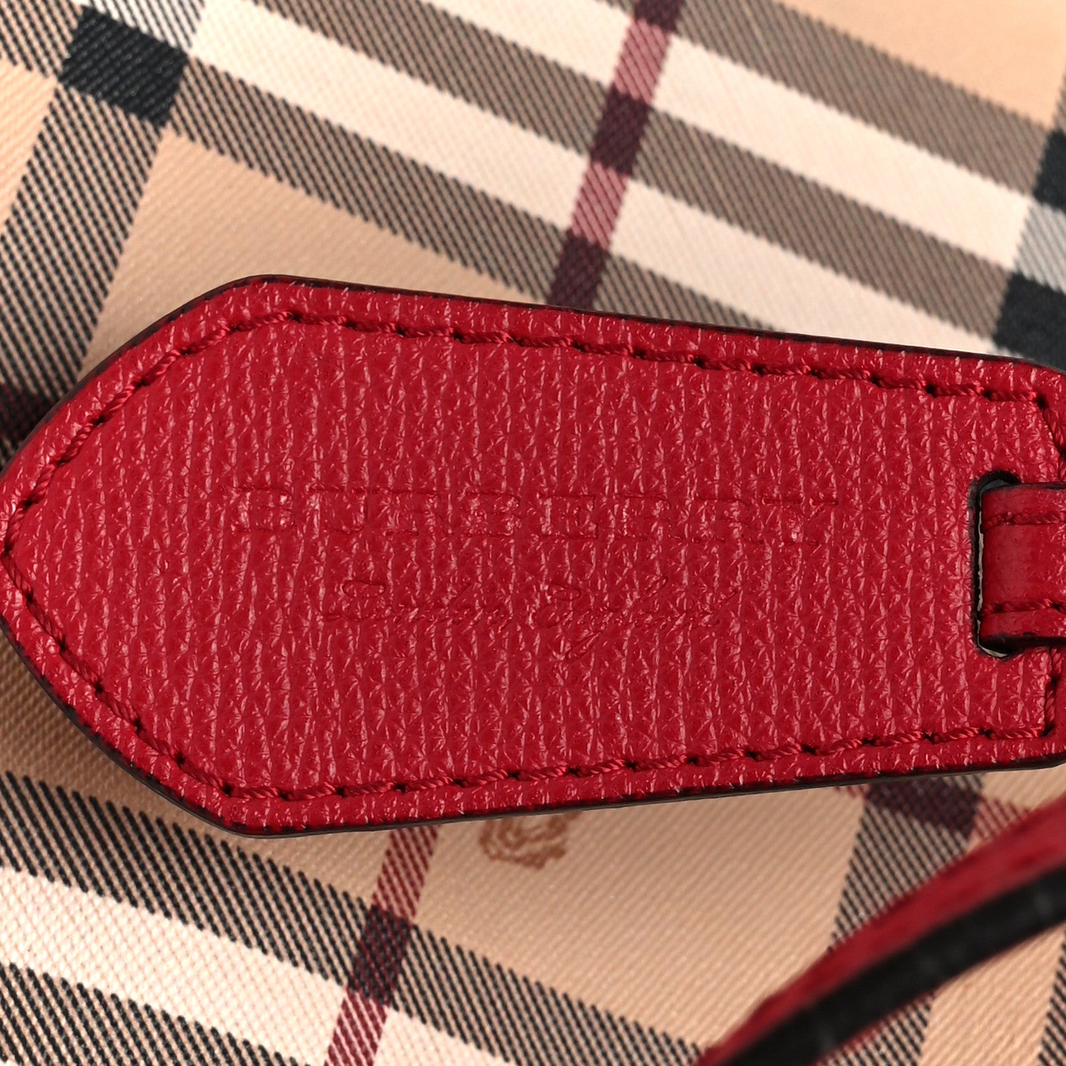Burberry Grainy Calfskin Haymarket Check Medium Reversible Tote Red 11 of 23