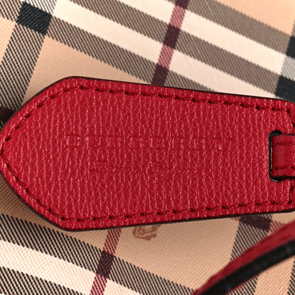 Burberry Grainy Calfskin Haymarket Check Medium Reversible Tote Red 11 of 23