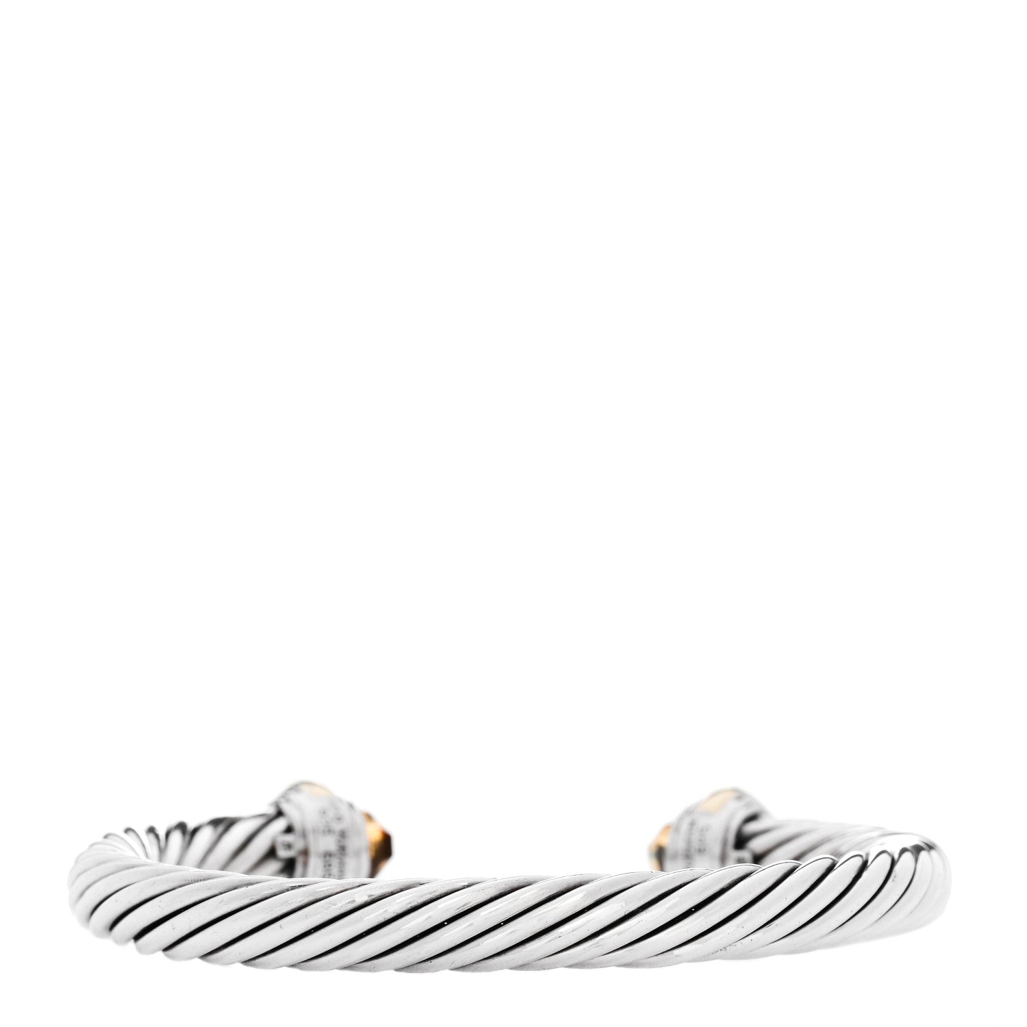 David Yurman Sterling Silver 14K Yellow Gold Citrine 7mm Cable Classics Bracelet 2 of 3
