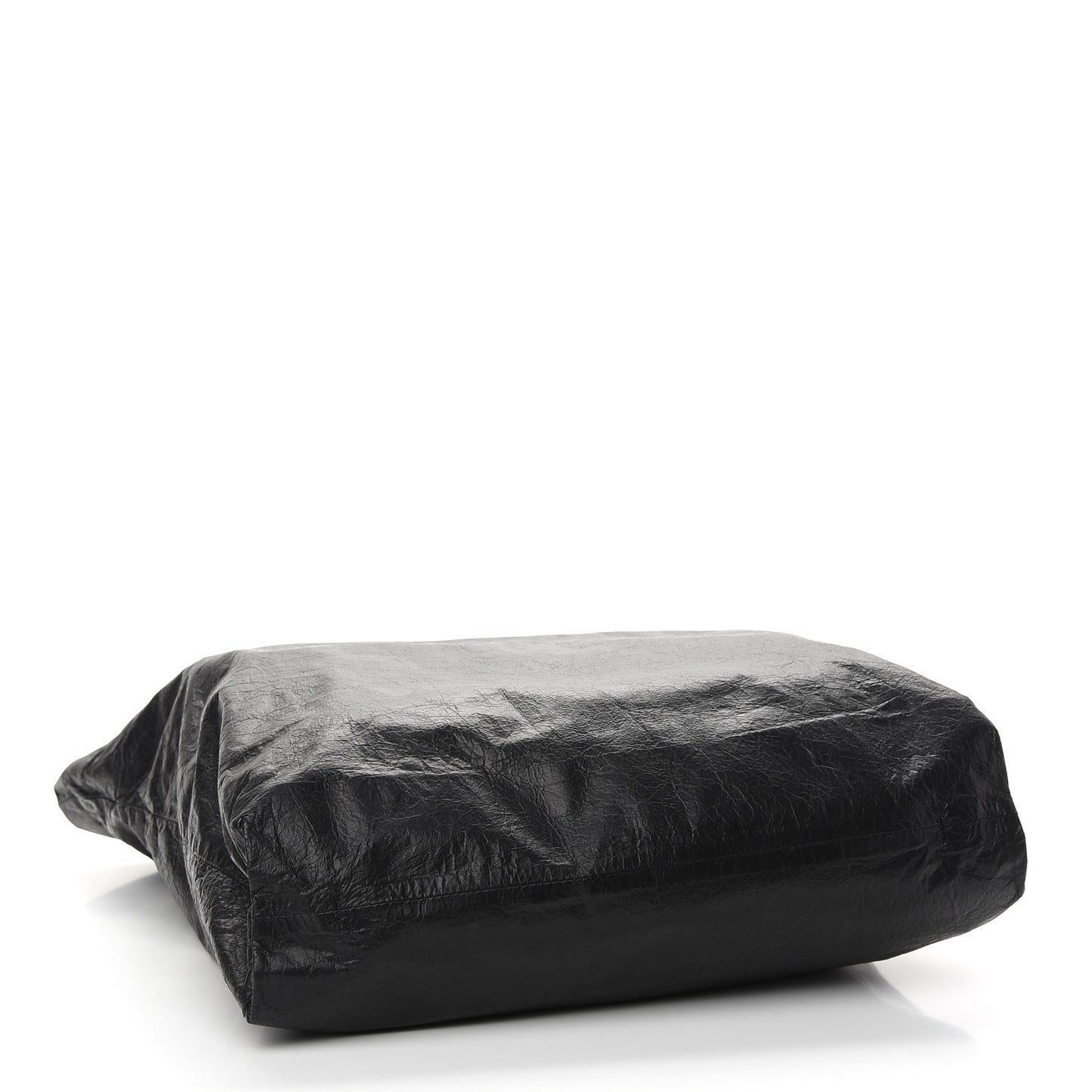 Crinkled Lambskin Paper Bag Tote Black