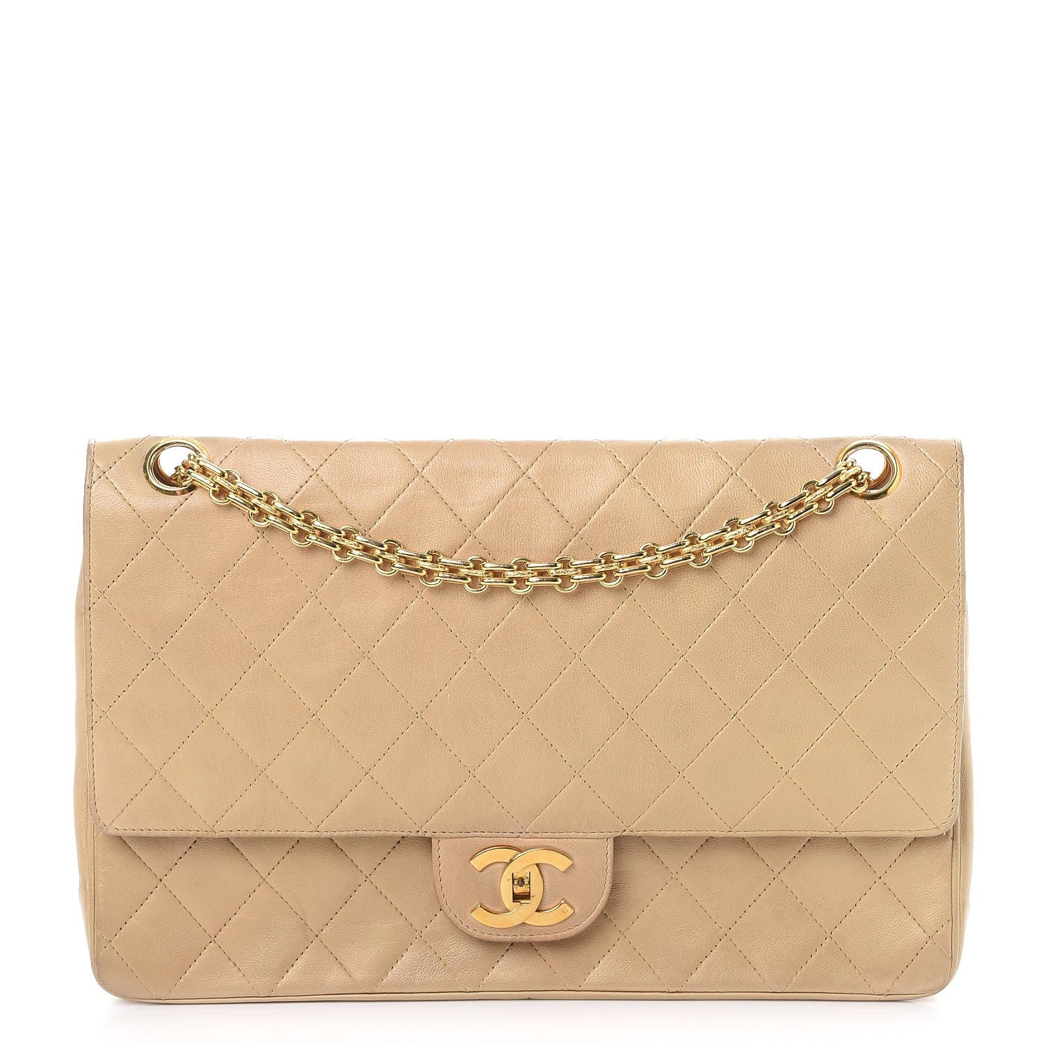 Chanel Lambskin Quilted Medium Bijoux Chain Double Flap Beige 1 of 15