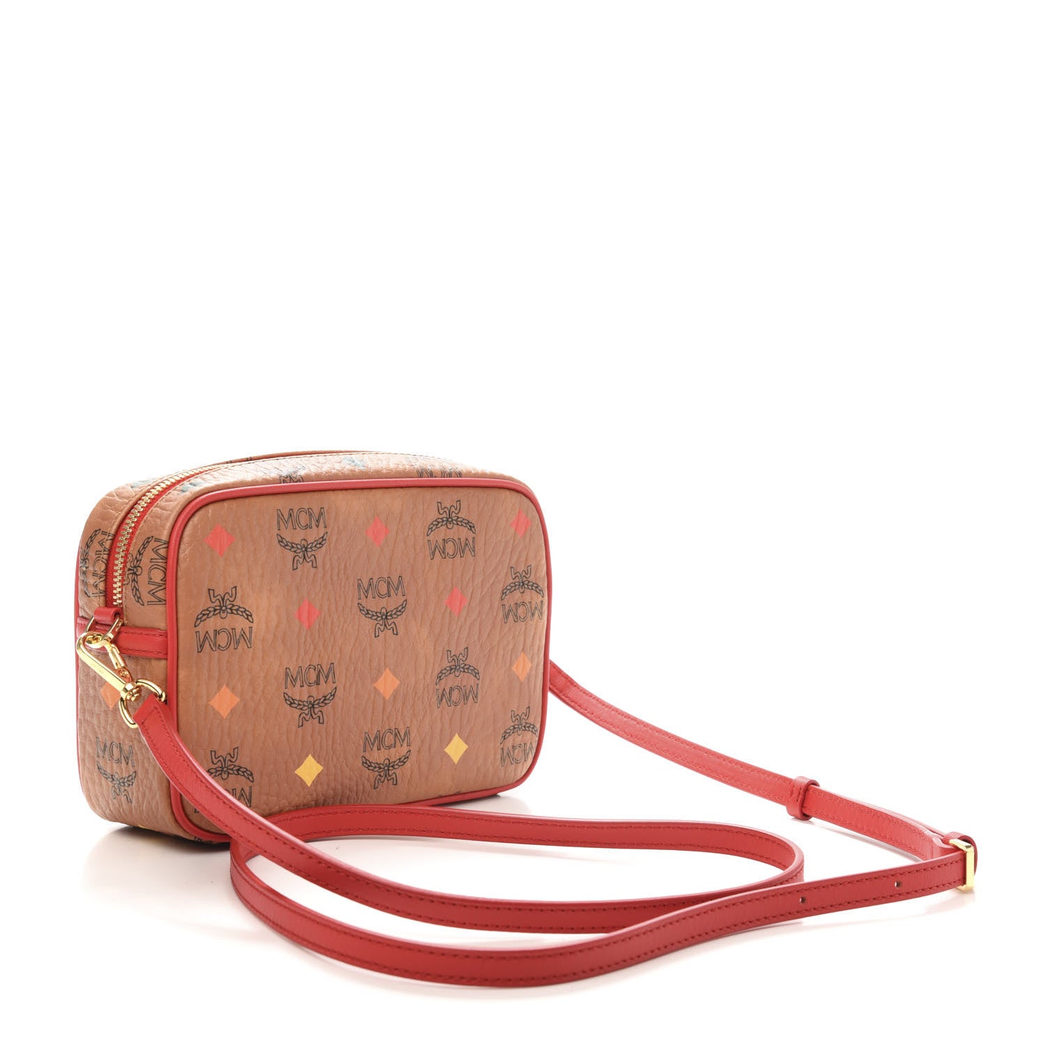 MCM Skyoptic Visetos Spectrum Diamond Camera Bag Cognac Red 3 of 9