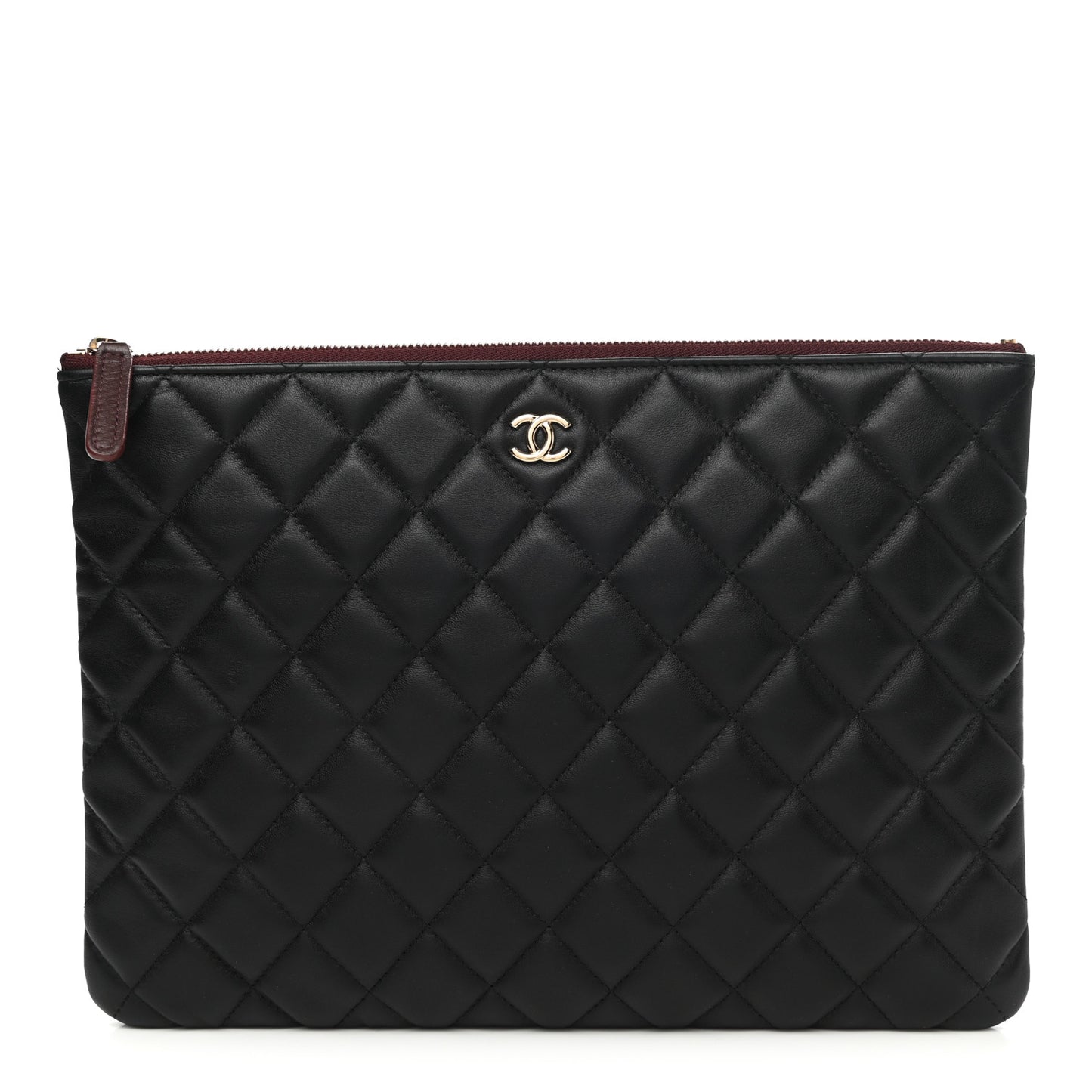 Lambskin Quilted Medium Cosmetic Case Black