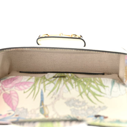 Gucci New Shangai Calfskin Tiger Savanah Web Mini Horsebit 1955 Shoulder Bag Chalky White Multicolor 5 of 16