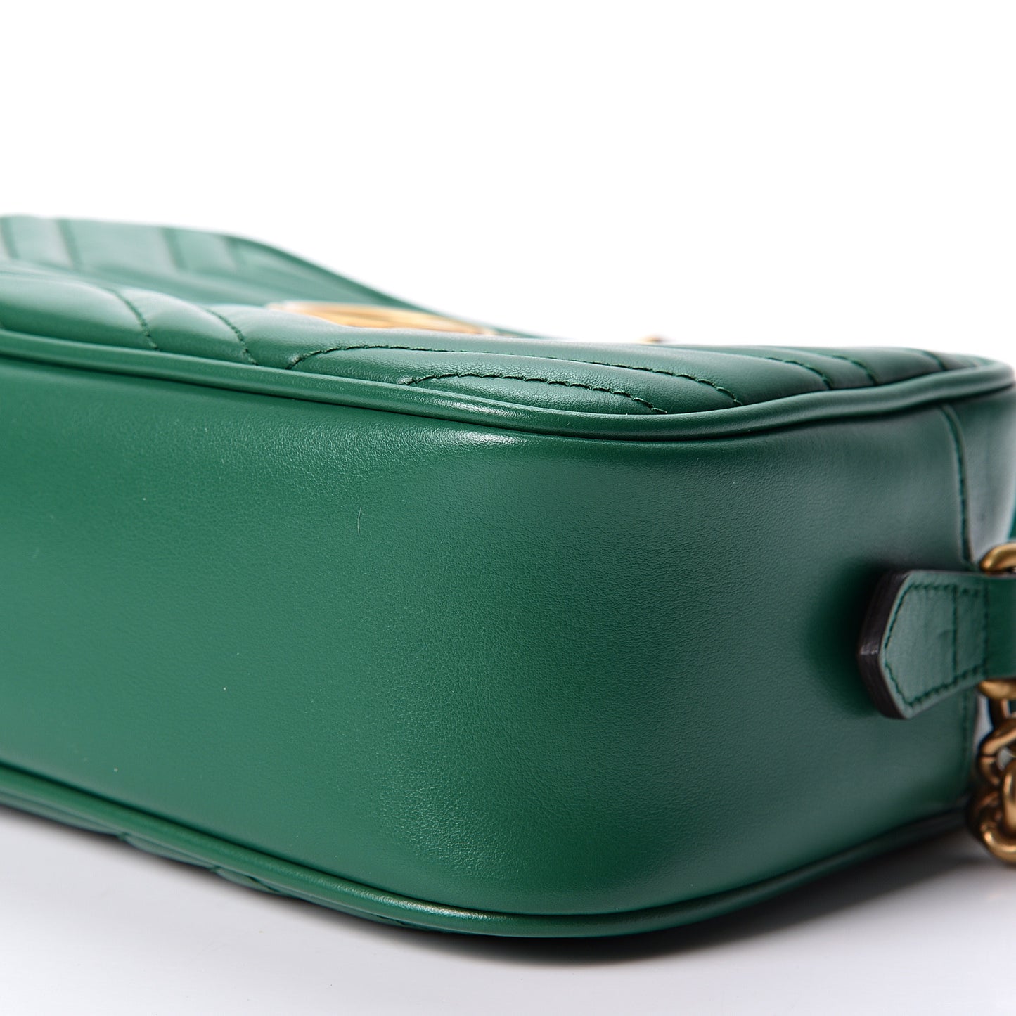 Calfskin Matelasse Small GG Marmont Chain Shoulder Bag Emerald Green