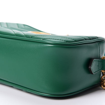 Gucci Calfskin Matelasse Small GG Marmont Chain Shoulder Bag Emerald Green 7 of 10