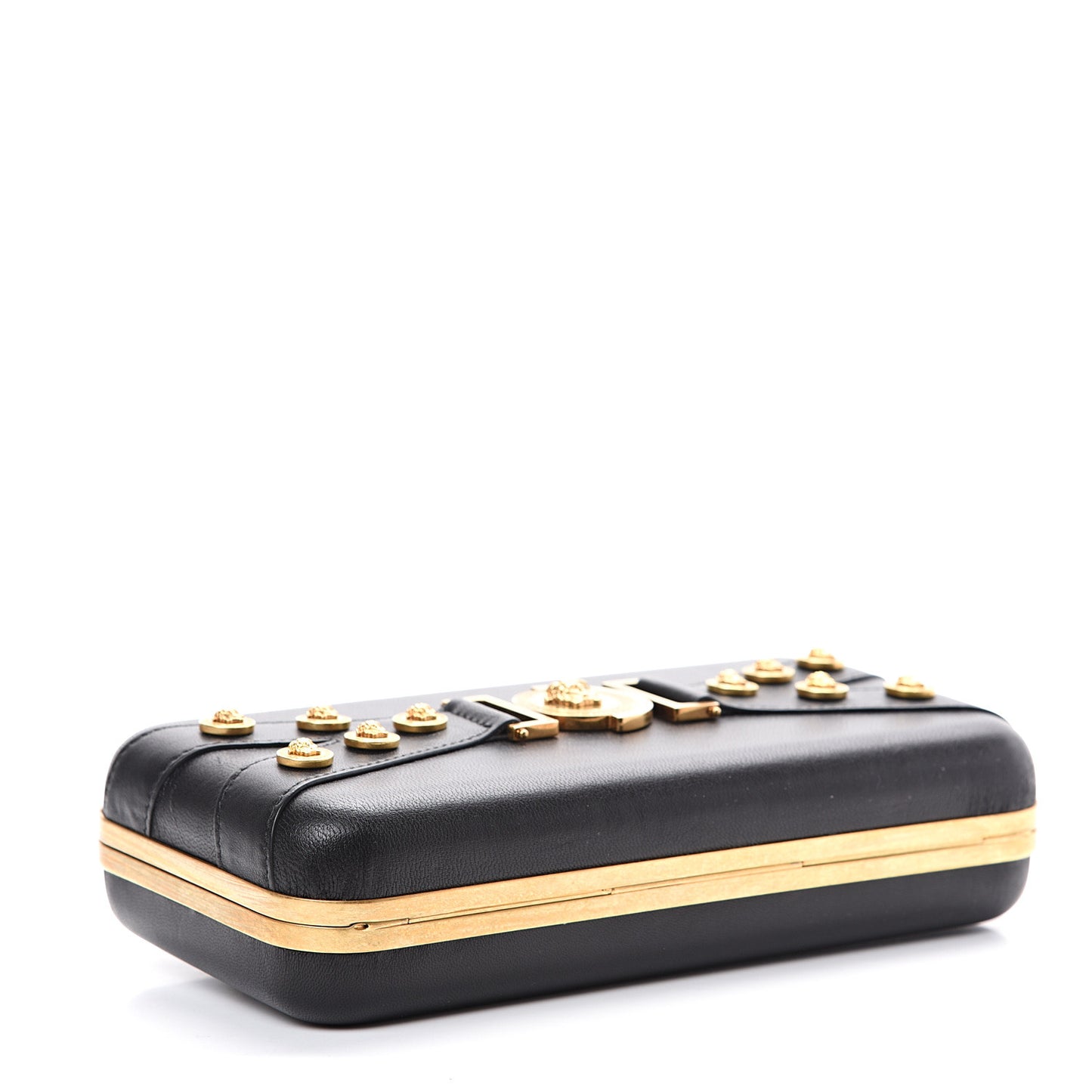 Nappa Medallion Tribute Evening Clutch Chain Black