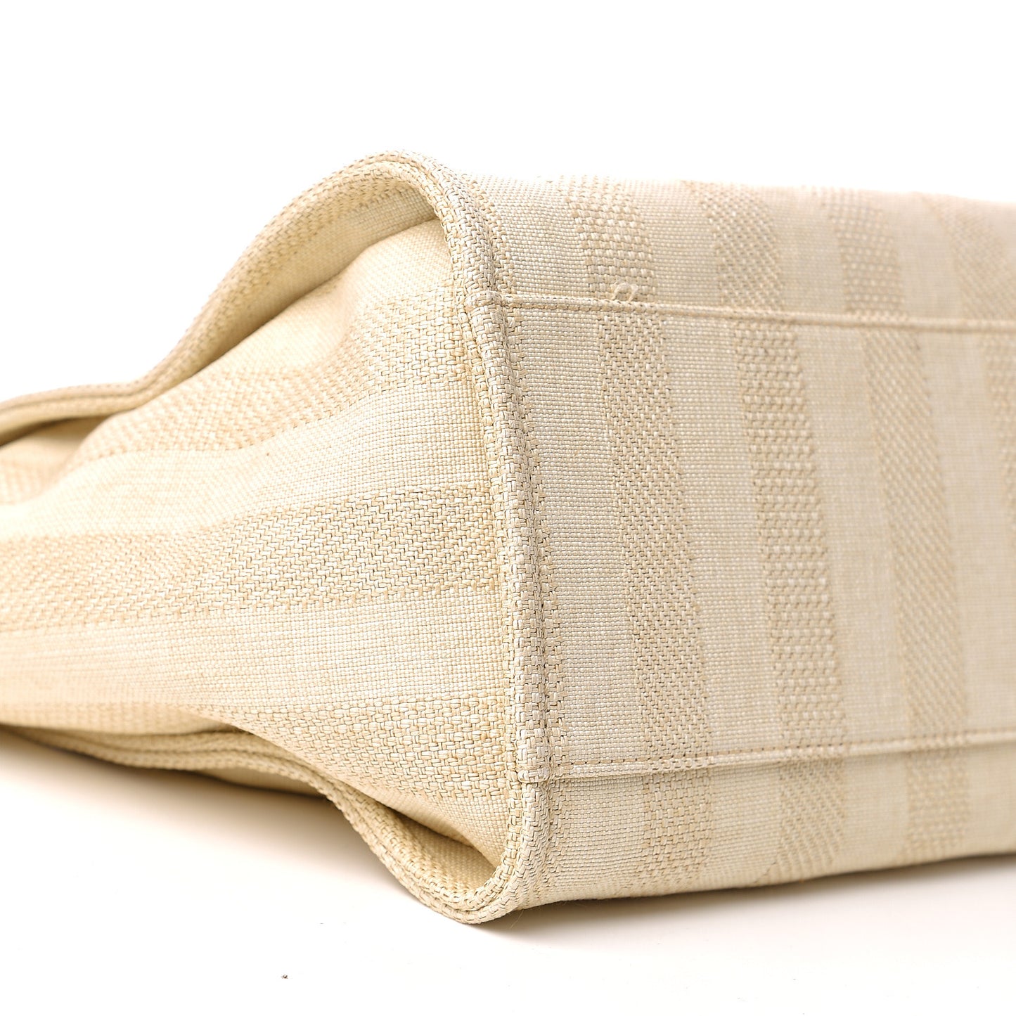 Straw Raffia Calfskin Striped Medium Deauville Tote Beige