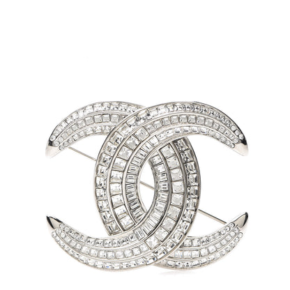 Chanel Baguette Crystal CC Brooch Silver 1 of 4