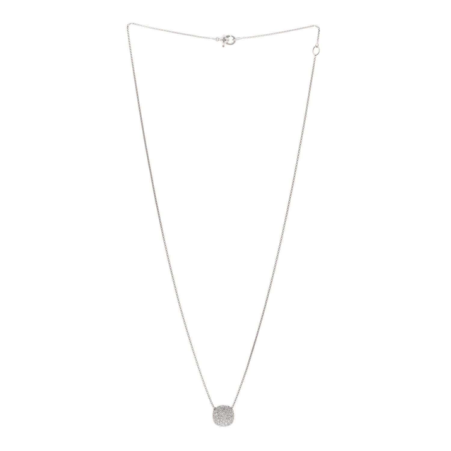 David Yurman 18K White Gold Diamond Pave Cushion Pendant Necklace 3 of 4
