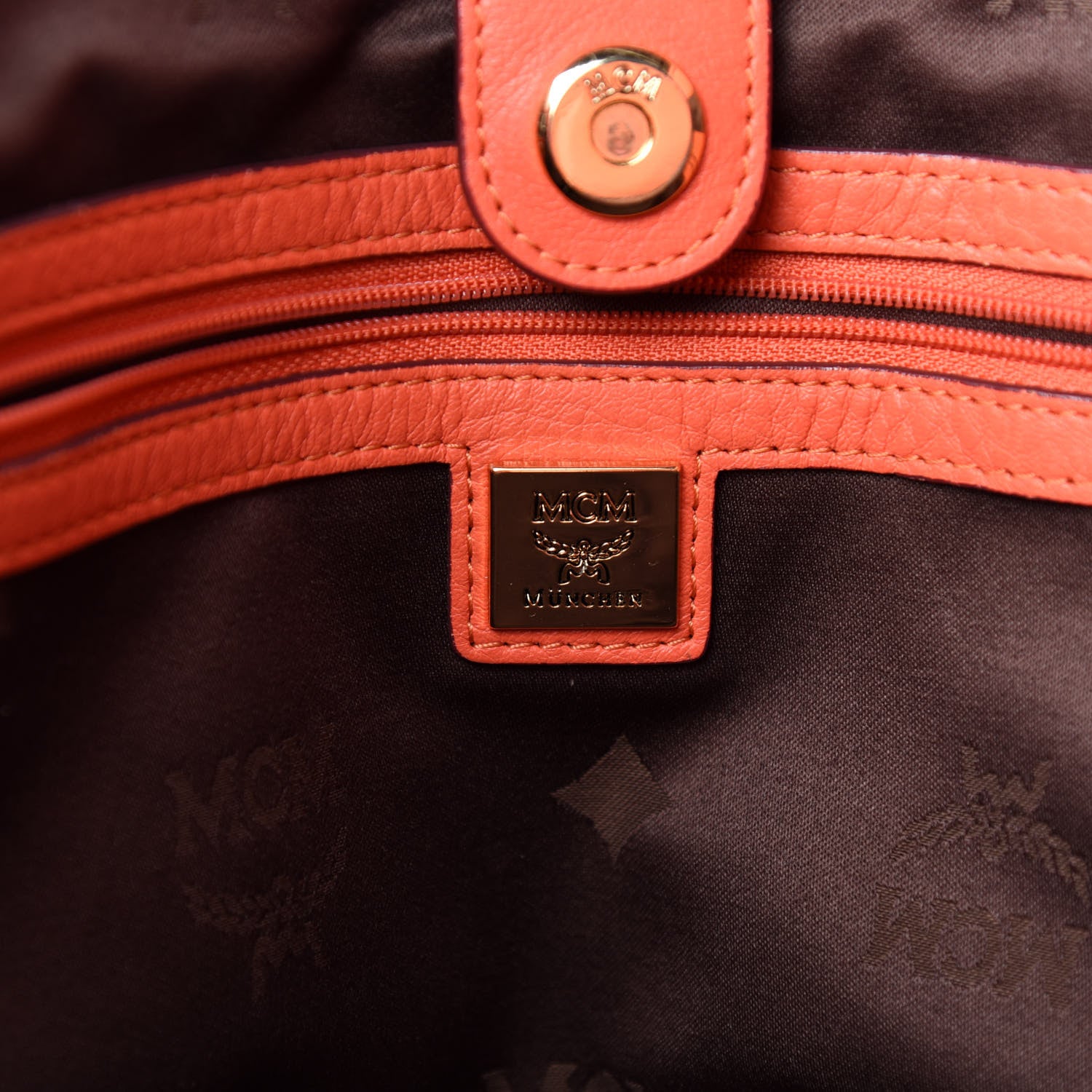 MCM Visetos Shopping Tote Beige Orange 10 of 13