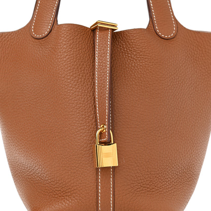Hermes Taurillon Clemence Picotin Lock 18 PM Gold 8 of 12