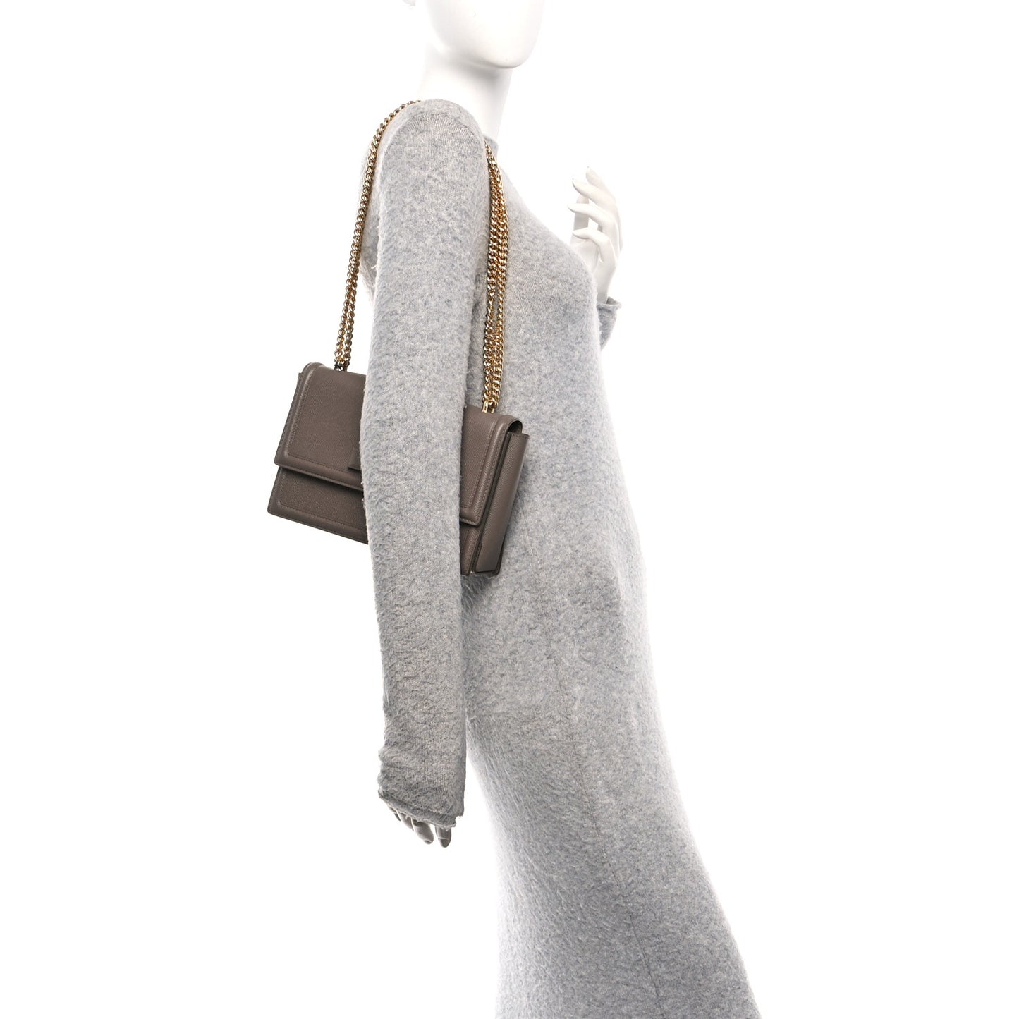 Printed Calfskin Ginny Shoulder Bag Grey