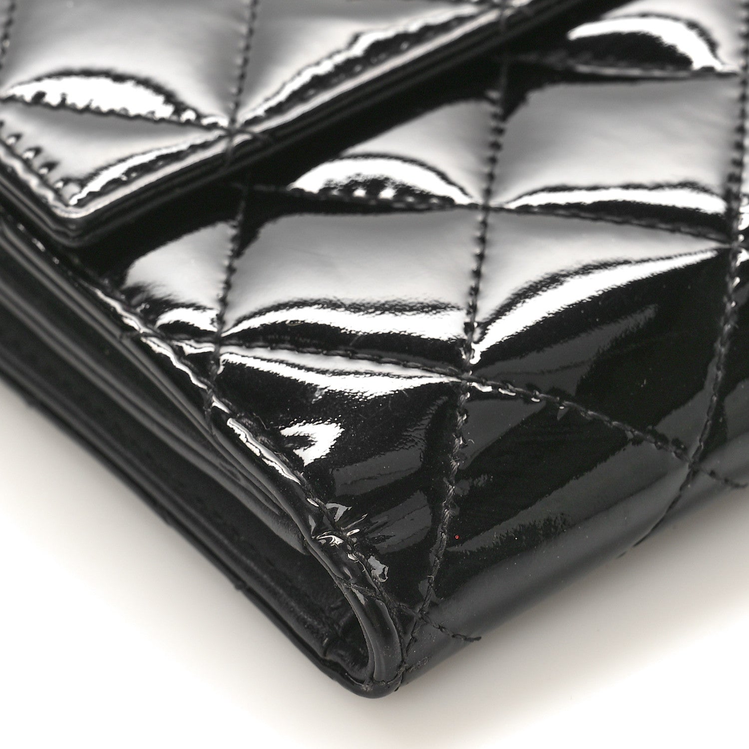 Chanel Patent Quilted Compact French Flap Wallet Black 9 of 10