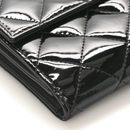 Chanel Patent Quilted Compact French Flap Wallet Black 9 of 10