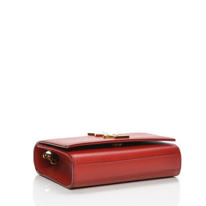 Saint Laurent Grain De Poudre Small Classic Monogram Satchel Vermillion 4 of 9