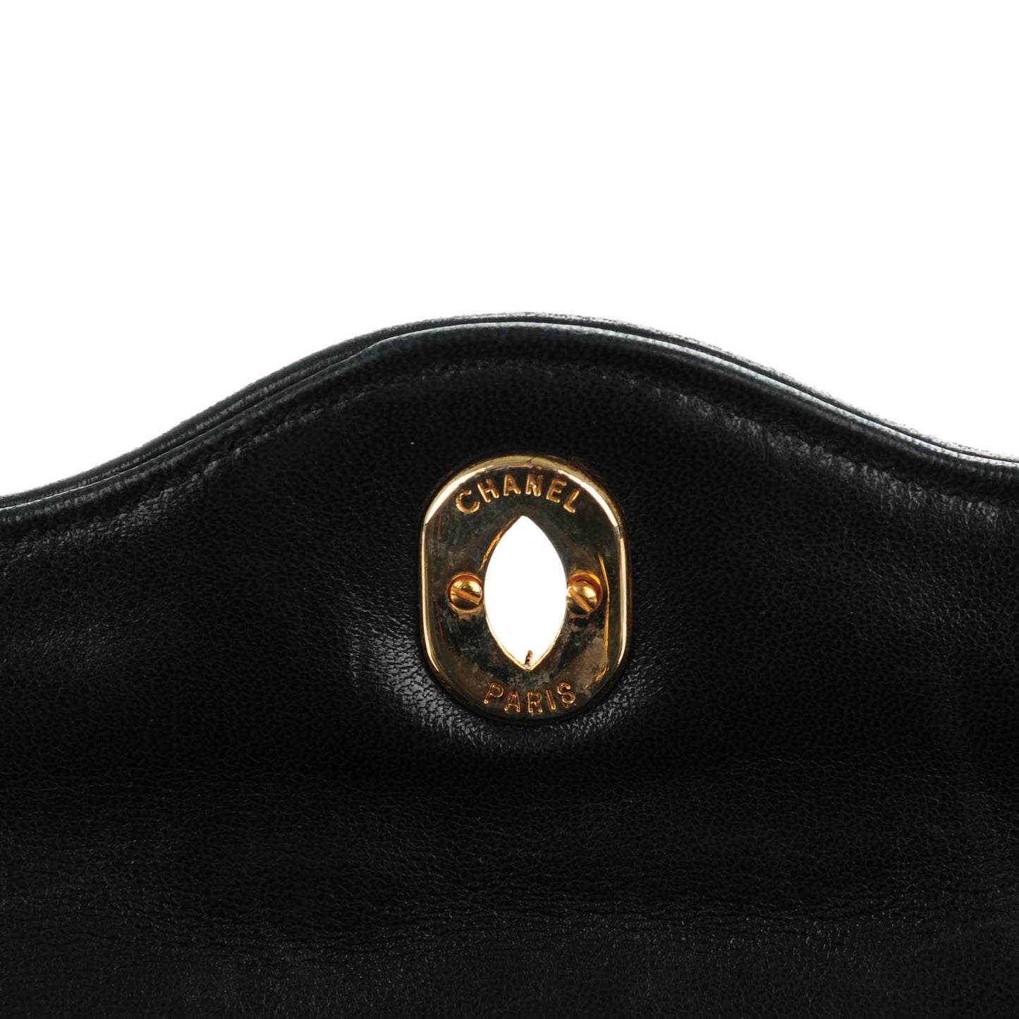 Lambskin Quilted Medium Double Flap Black