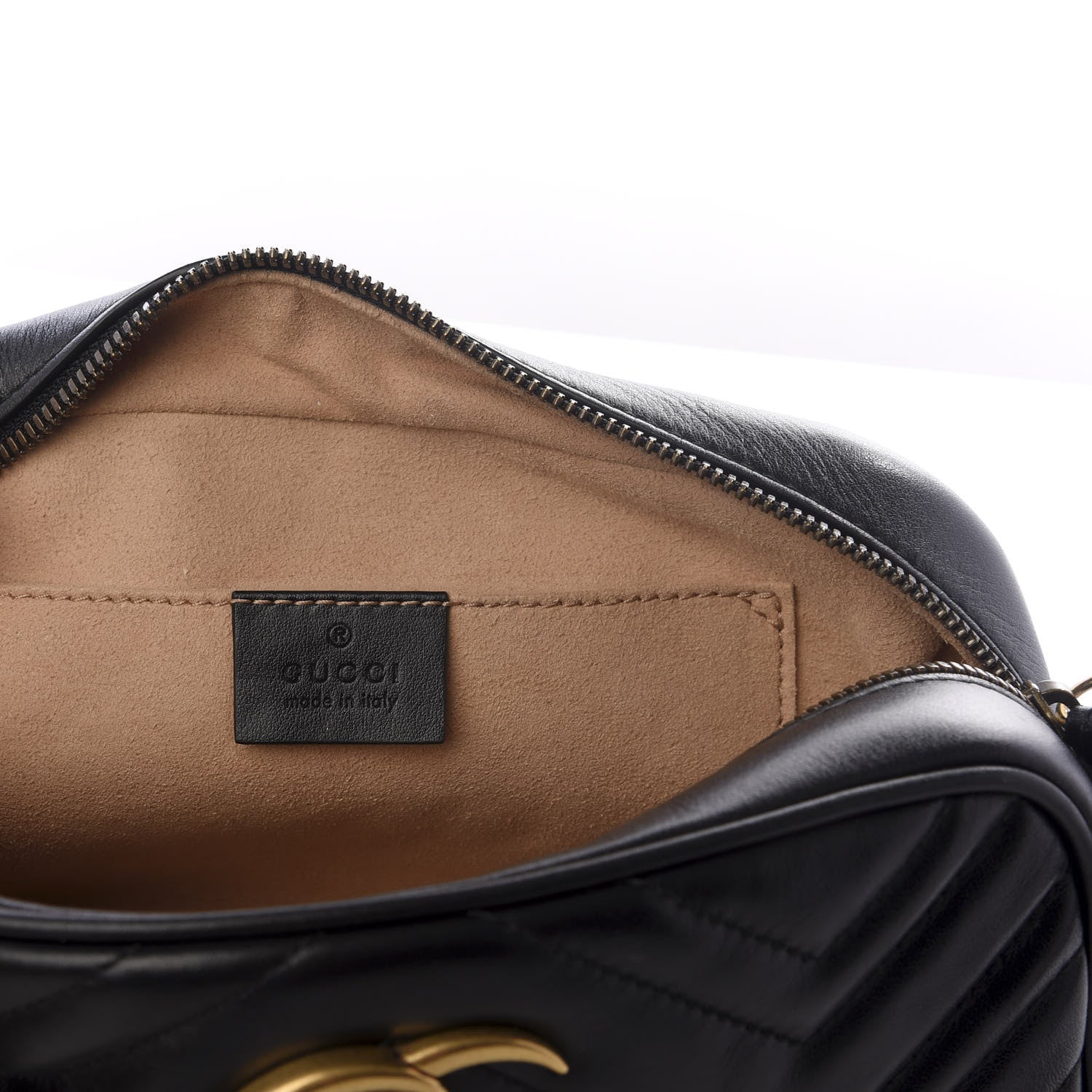 Gucci Calfskin Matelasse Small GG Marmont Chain Shoulder Bag Black 5 of 9