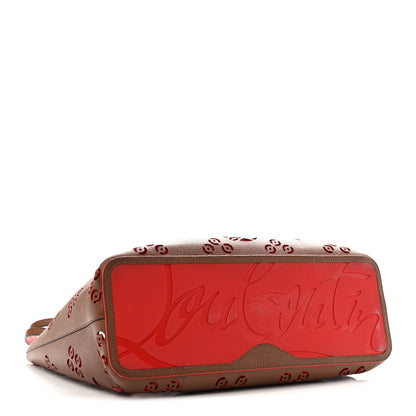 Christian Louboutin Calfskin Loubinthesky Small Perforated Cabarock Spikes Tote Biscotto 4 of 14