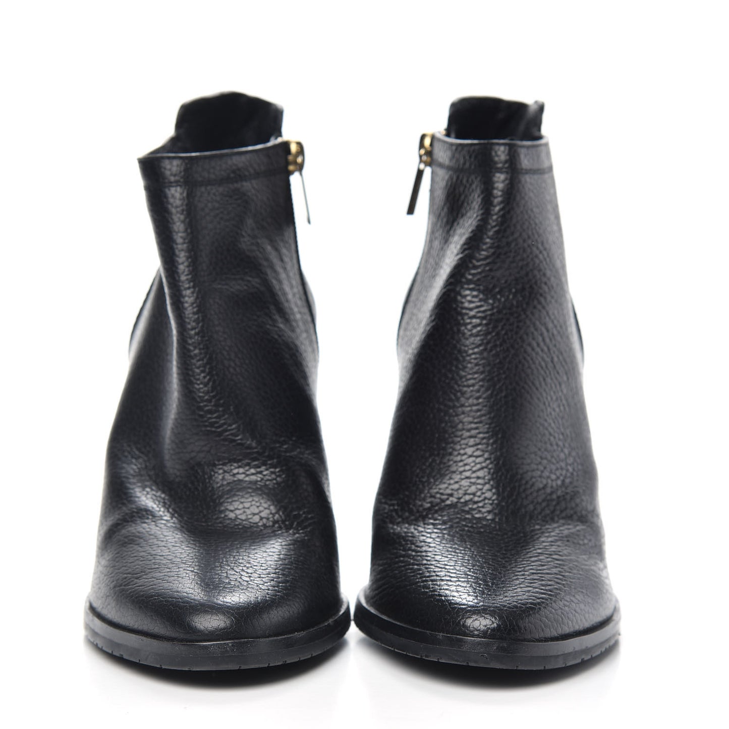 Grainy Calfskin Ankle Boots 38.5 Black