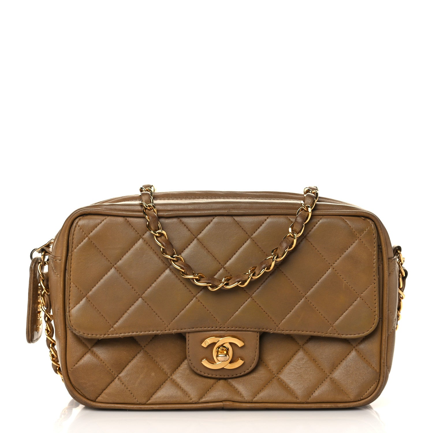 Chanel Lambskin Quilted Flap Camera Case Brown 1 of 14