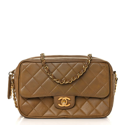 Chanel Lambskin Quilted Flap Camera Case Brown 1 of 14
