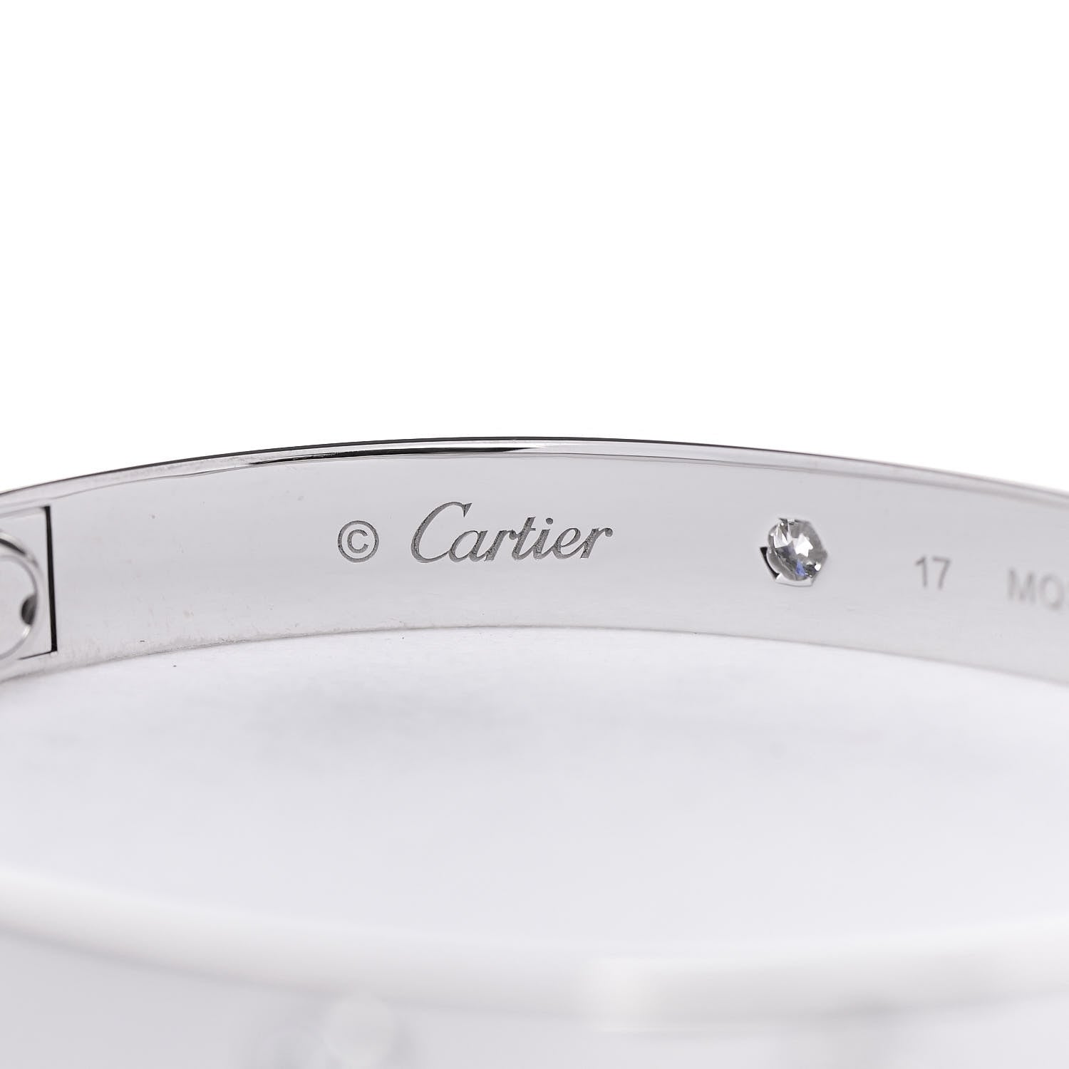 Cartier 18K White Gold 4 Diamond LOVE Bracelet 17 4 of 6