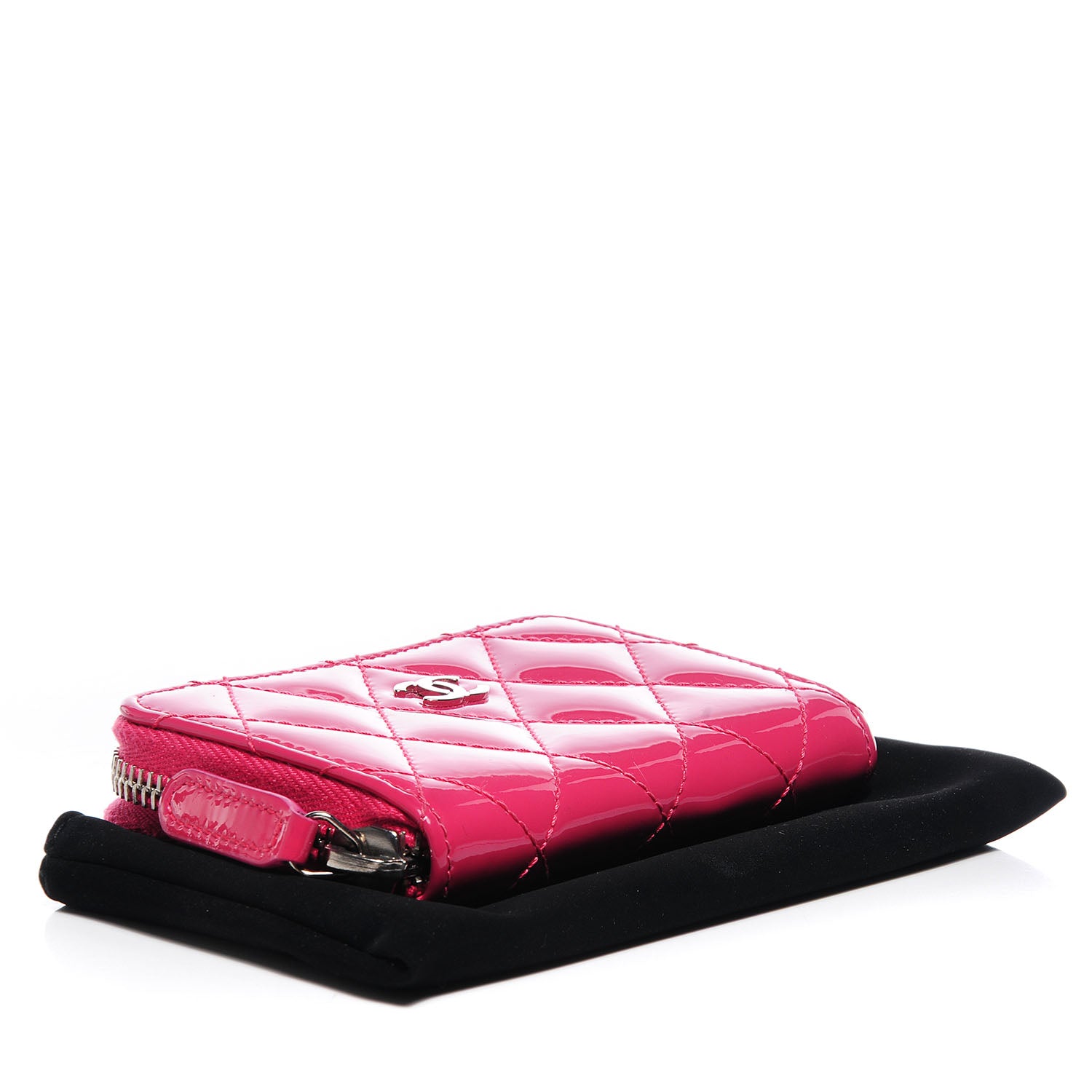 Chanel Patent Quilted Zip Coin Purse Fuchsia 4 of 7