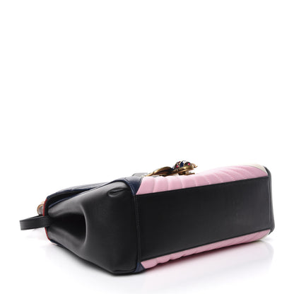 Gucci Calfskin Bamboo Trapuntata Queen Margaret Top Handle Bag Blue Agata Hibiscus Red Mystic White Sugar Pink 4 of 10